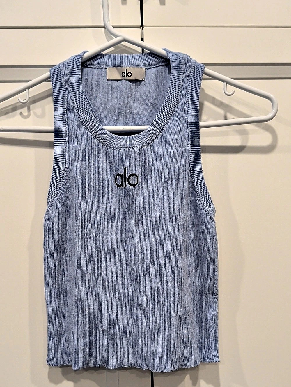 Alo Ribbed Tank Top in Blue Like New